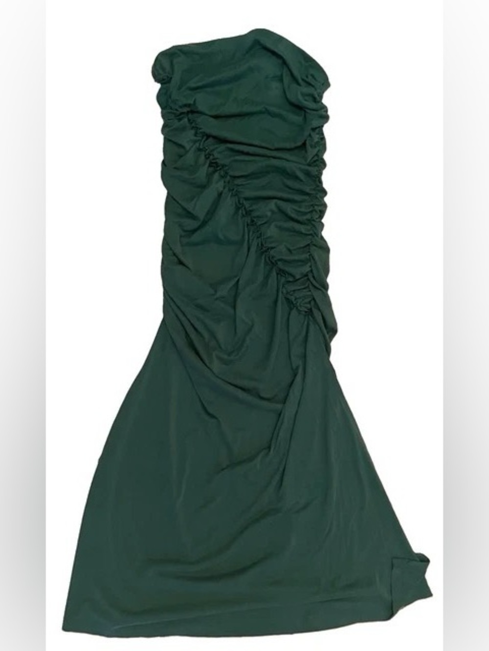 Anthropologie Forest Green Ruched Maxi Dress